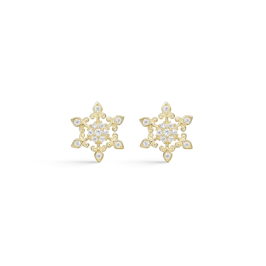 8 kt. guld Ørestikker snefnug med zirkonia (333)