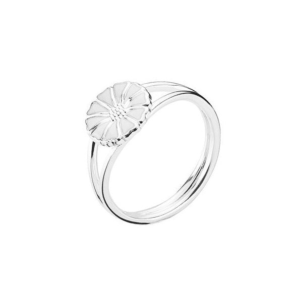 Marguerit ring 9mm i sølv og hvid emalje blomst (925)