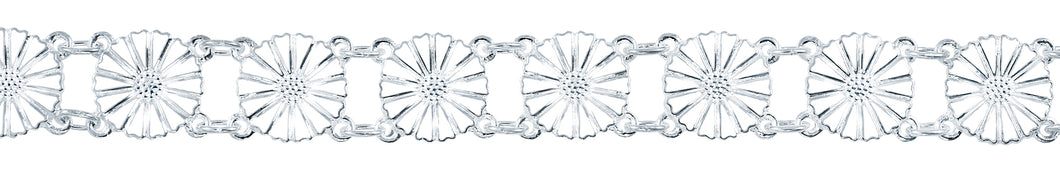 Marguerit armbånd 13X11mm sølv hvid emalje 19 cm (925)