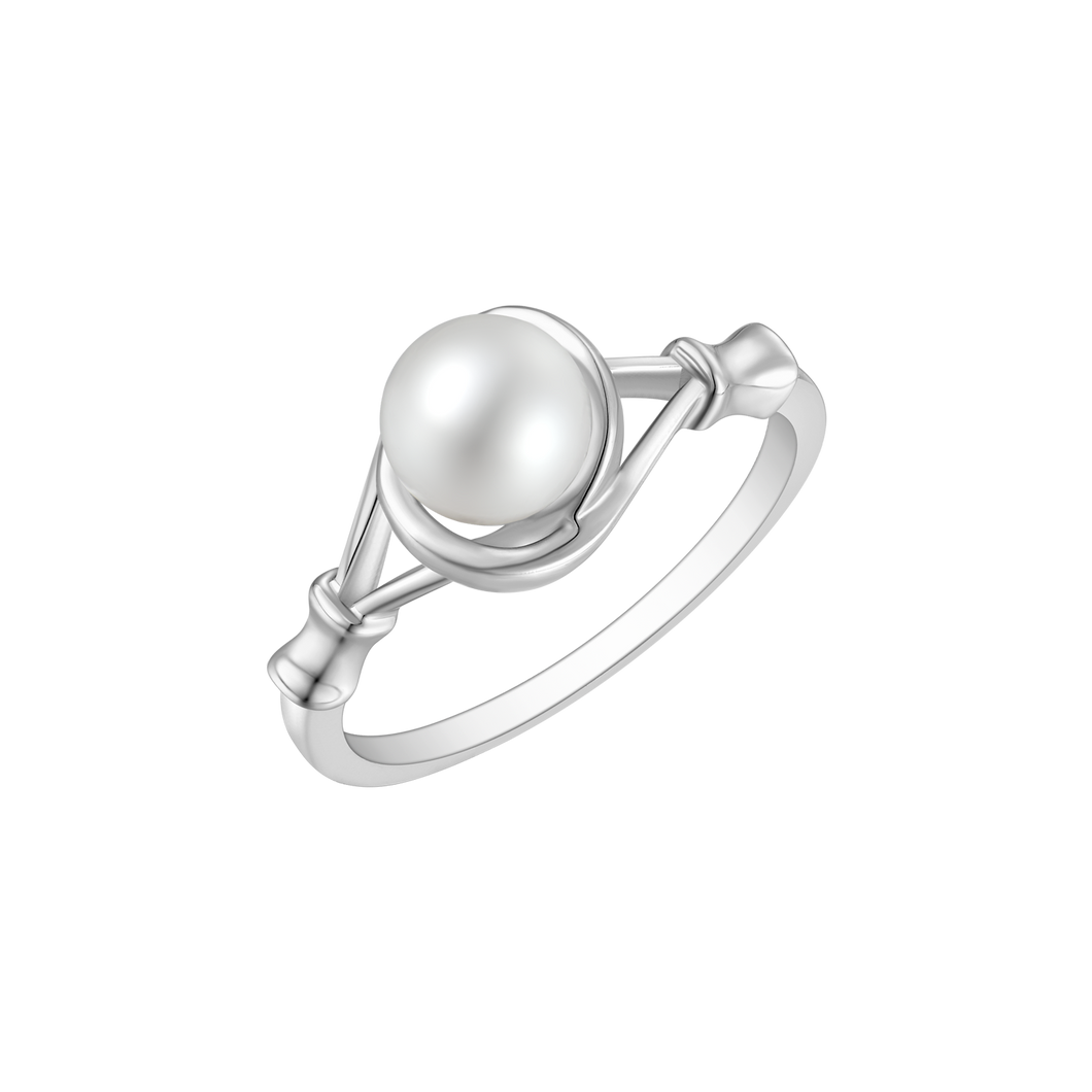 Ring with freshwater pearl surrounded by synthetic. zirconia (925)