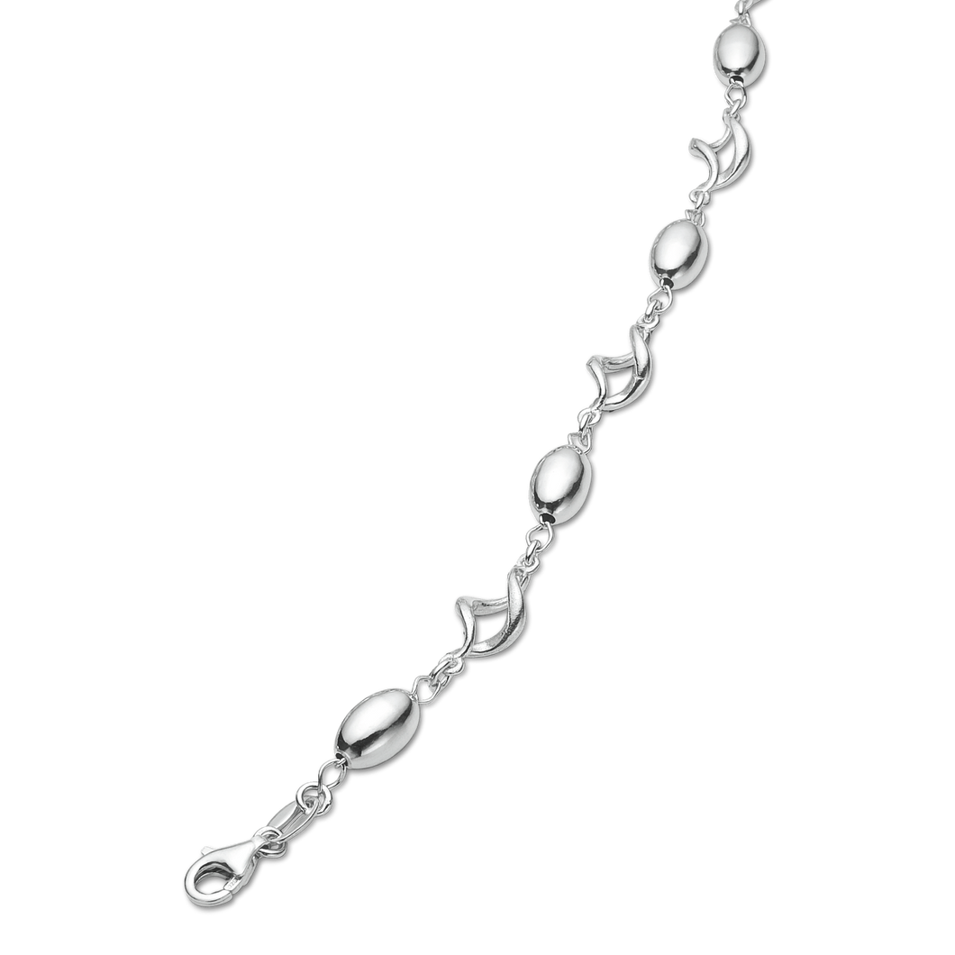 Necklace, open circles in rhod. sterling silver (925)