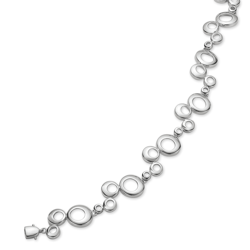 Necklace, open circles in rhod. sterling silver (925)