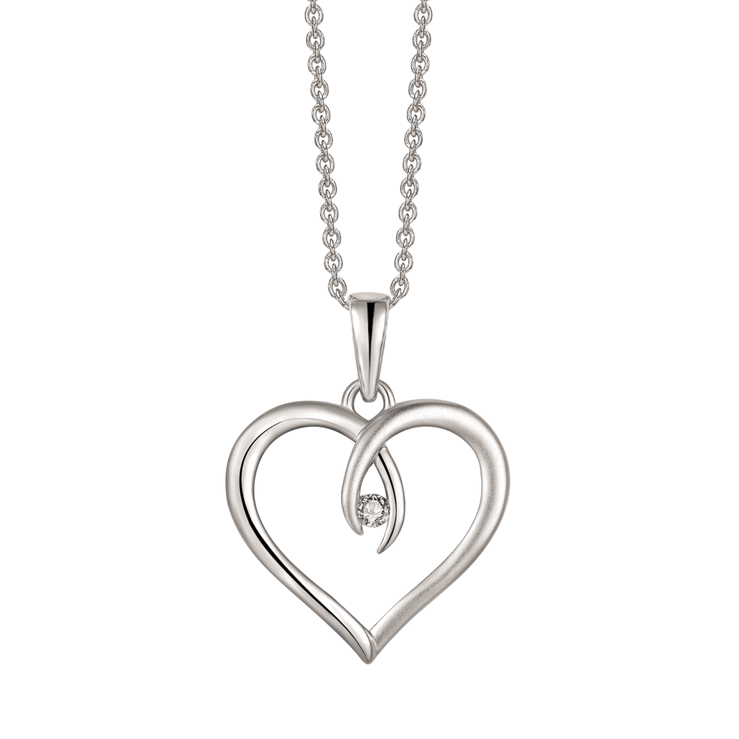 Necklace rhod. heart with diamond (925)