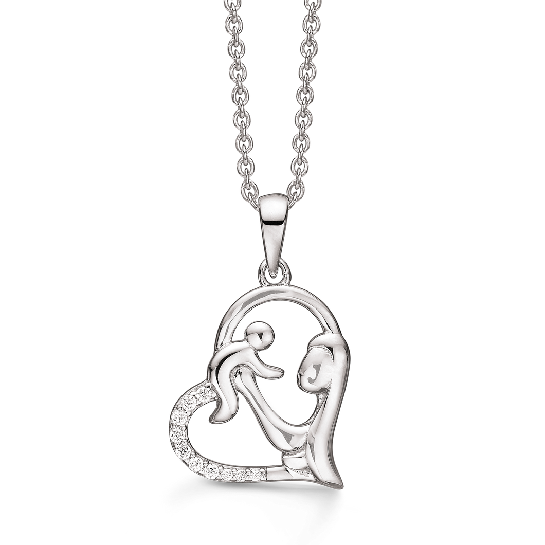 Necklace with Mother & child with zirconia (925)