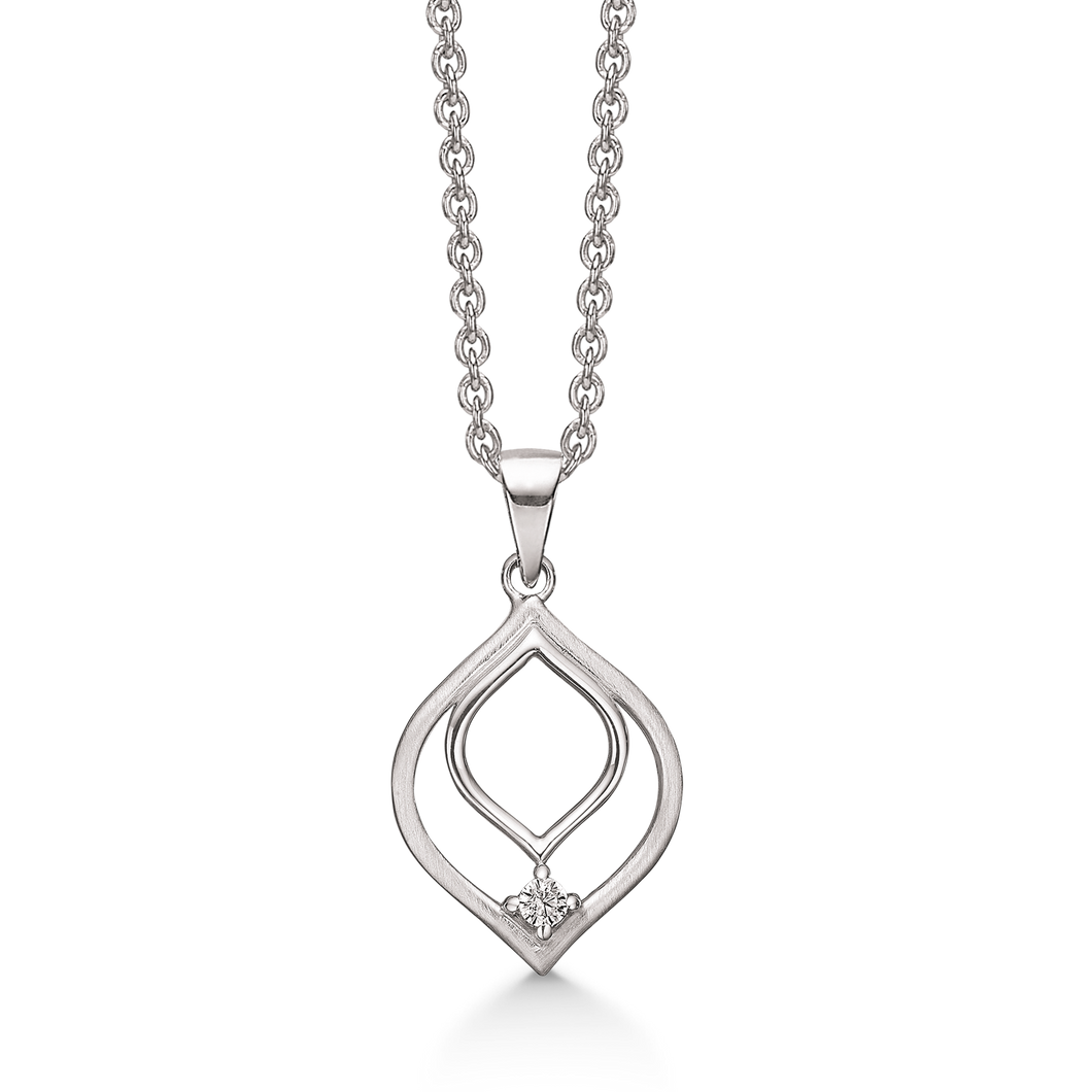 Due to water lily with synth. zirconia in rhod. sterling silver (925)