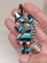 Load image into Gallery viewer, Bolotie Vintage Zuni Rainbow man in oxidized sterling silver (925)
