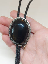 Load image into Gallery viewer, Bolotie Vintage Navajo with black onyx in oxidized sterling silver 925
