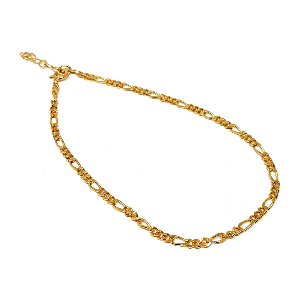 Ankle chain figaro gold-plated silver (925)
