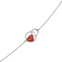 Load image into Gallery viewer, Bracelet Amber heart with round rings and smooth edge (925)
