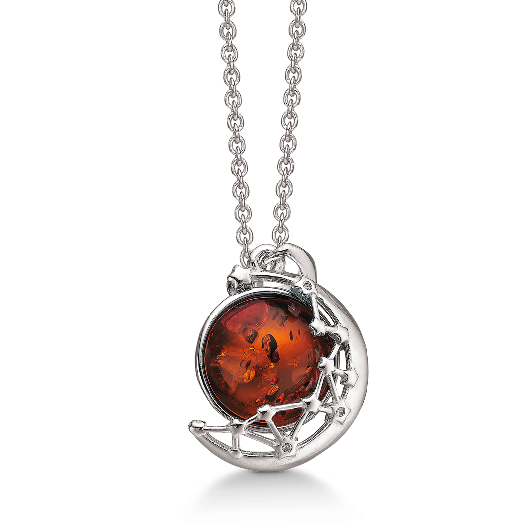 Necklace Amber with leaf (925)