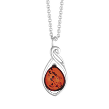 Load image into Gallery viewer, Necklace Amber with leaf (925)
