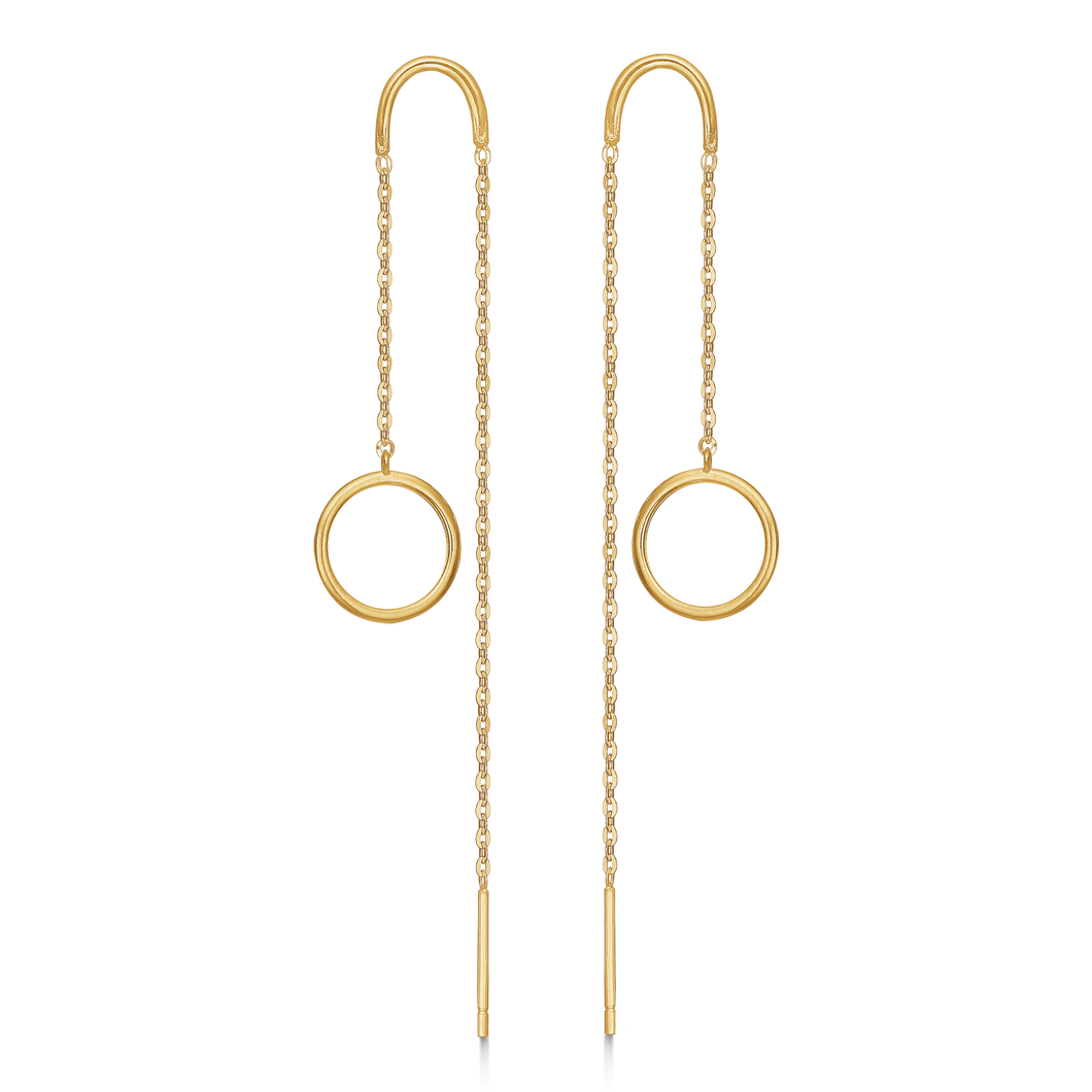 8 kt. guld Ørehænger tråd med cirkel (333)