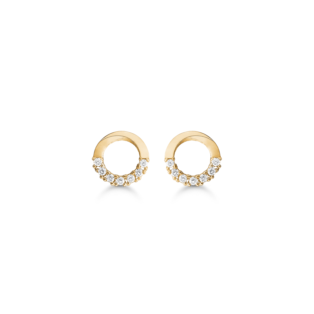 Earrings 14 kt. gold circles with synth. zirconia (585)