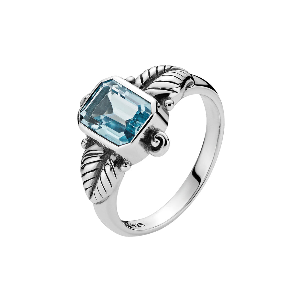 Lund Cph, Ring in sterling silver with blue topaz (925)