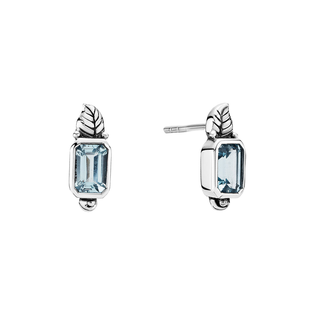 Lund Cph, Earrings in 8 kt. gold with 6x4mm Blue Topaz (333)