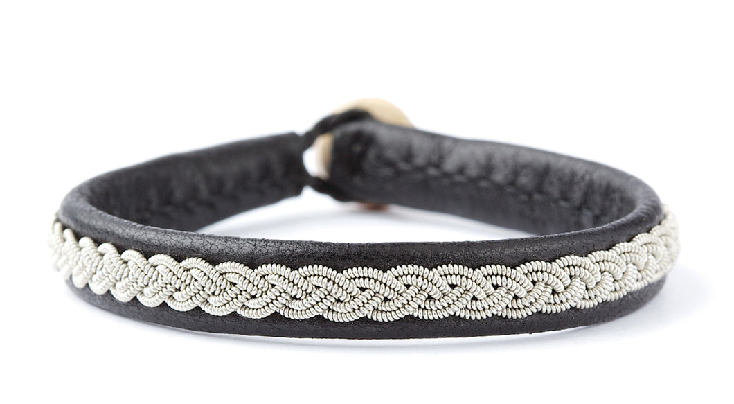 Leather bracelet with steel wire and magnetic clasp
