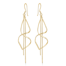 Load image into Gallery viewer, Earring rhodium-plated 2 open loops w/2 chains (925)

