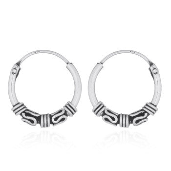 Creoles in 12 mm Bali style in sterling silver (925)