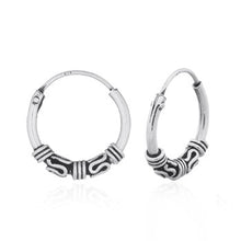 Load image into Gallery viewer, Creoles in 12 mm Bali style in sterling silver (925)
