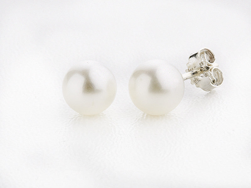 Earring with 10-10.5 mm white freshwater pearl (925)