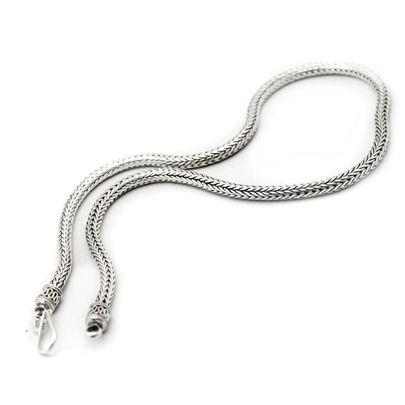 Herringbone 5mm chain with hook clasp, handmade in sterling silver (925)