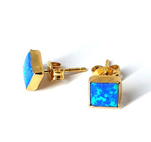 Load image into Gallery viewer, Stud earrings 7mm Royal Blue opal with smooth edge (925)
