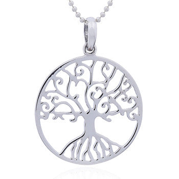 Pendant round Yggdrasil, tree of life in sterling silver (925)