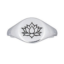 Load image into Gallery viewer, Signet ring with Lotus in 925 sterling silver
