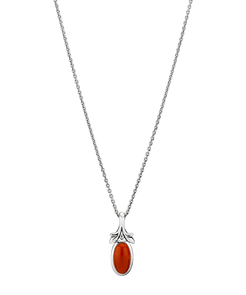 Lund Cph, Necklace in oxidized sterling silver with carnelian (925)
