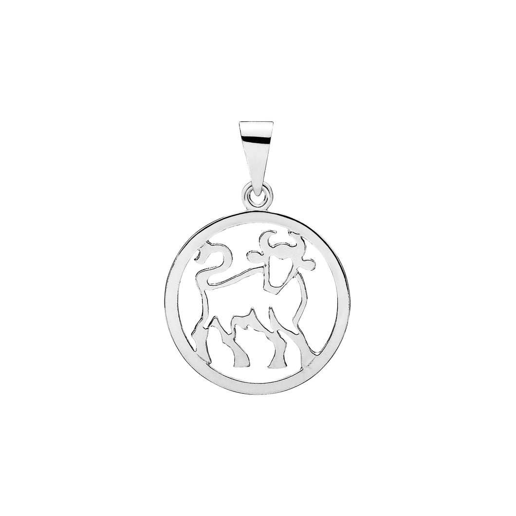 Taurus, Zodiac pendant in 20mm sterling silver (925)
