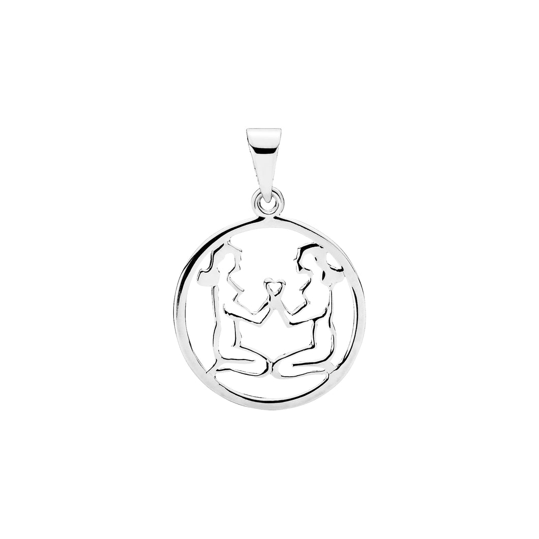 Gemini, Zodiac pendant in 20mm sterling silver (925)