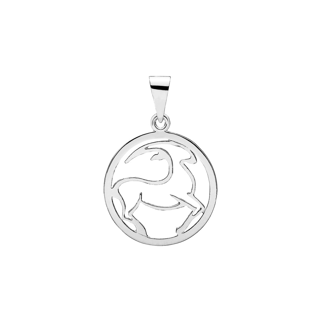 Capricorn, Zodiac pendant in 20 mm sterling silver (925)