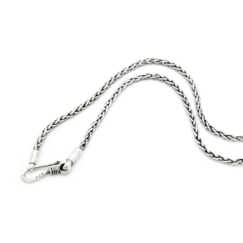 Dragonbone 3mm chain in silver with hook clasp, handmade (925)