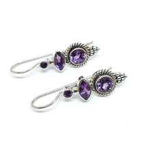 Load image into Gallery viewer, Earrings with amethyst in oxidized sterling silver (925)
