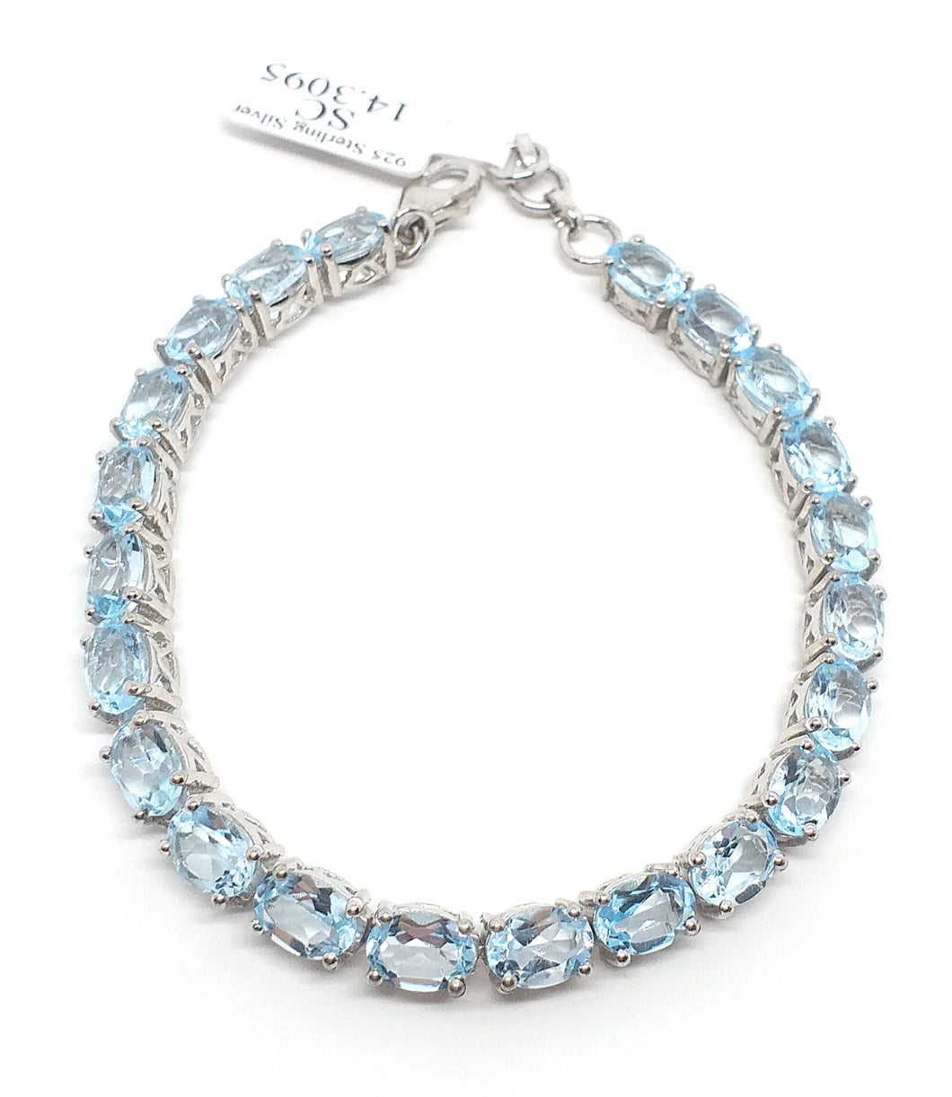 Bracelet with 22 Blue Topazes (925)