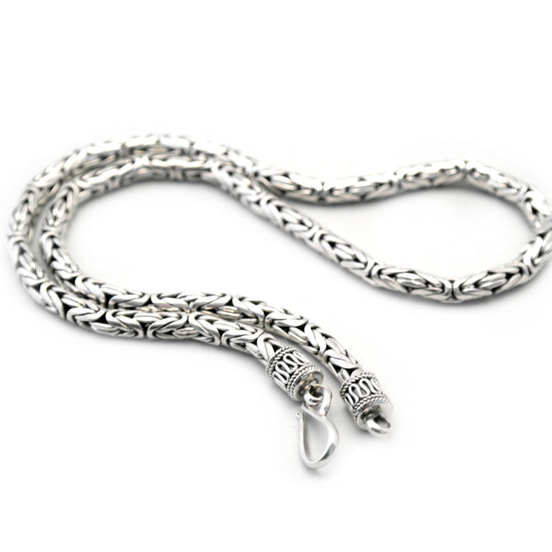 King chain Chain 5mm wide in silver with hook clasp, handmade (925)