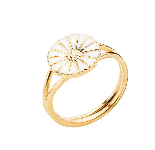 Daisy ring 11mm in silver and white enamel flower (925)