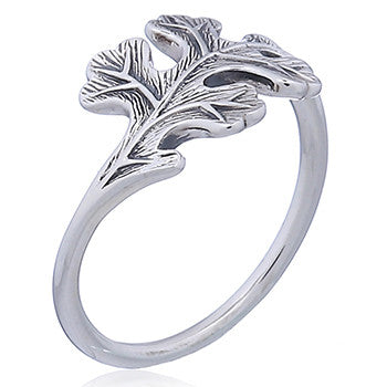 Ring in sterling silver, oak leaf (925)