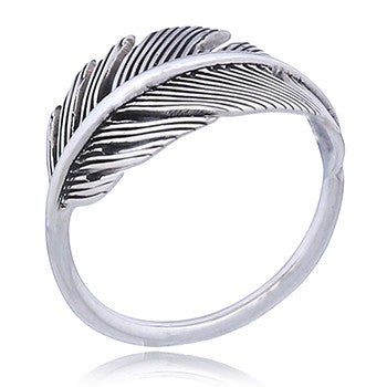 Ring in sterling silver, feather (925)