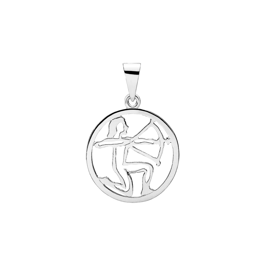Sagittarius, Zodiac pendant in 20 mm sterling silver (925)