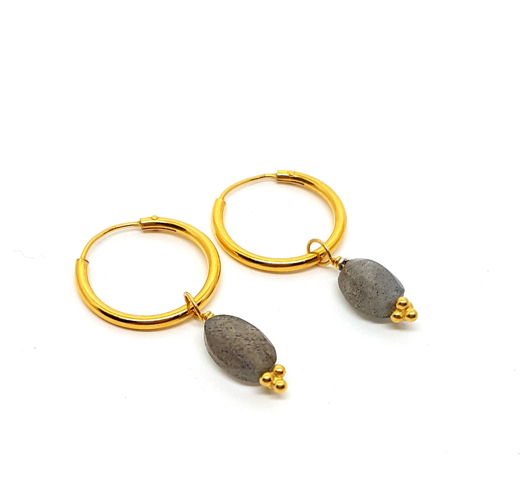 Hoop earrings ByKila with labradorite (925)