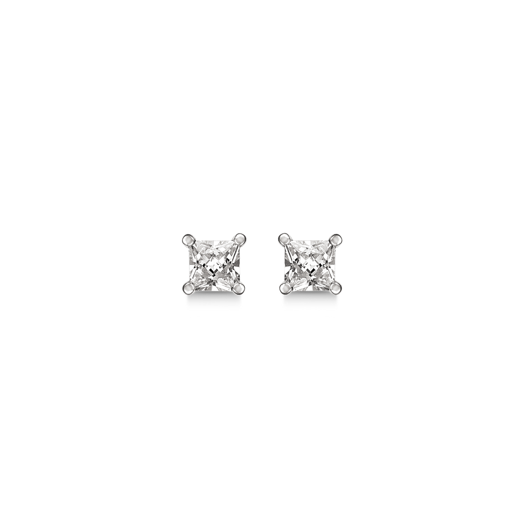 Stud earrings with 3 mm square zirconia (925)