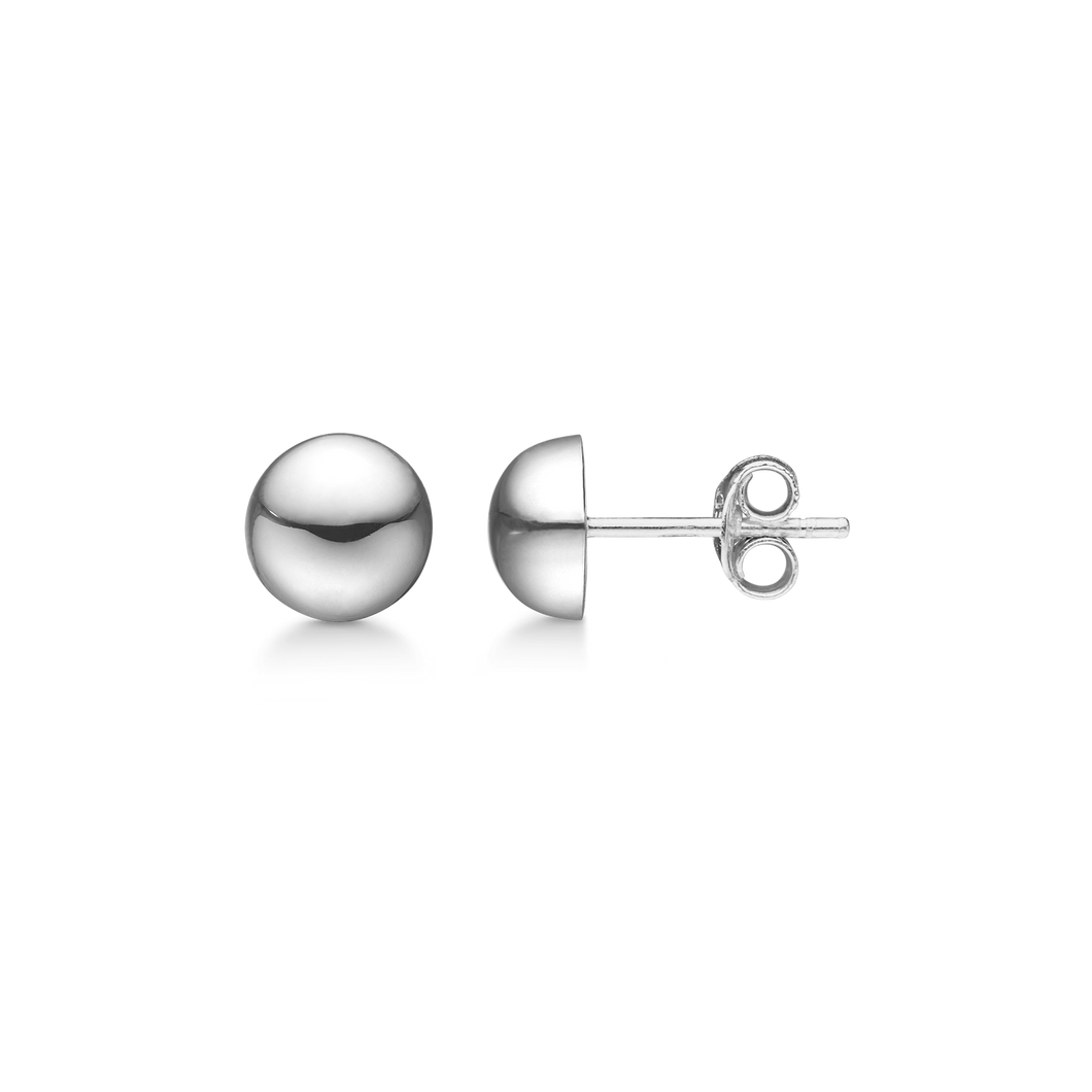 Earrings half sphere 8mm in sterling silver (925)