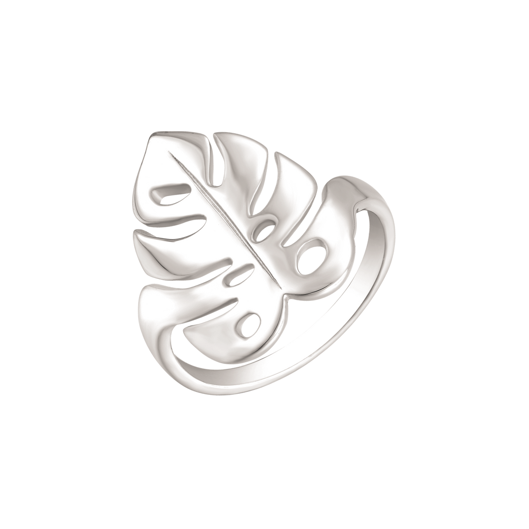 Ring, leaf in rhod. sterling silver (925)