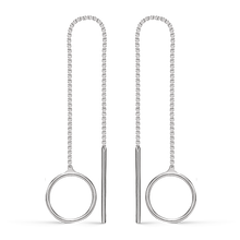Load image into Gallery viewer, Thread earring. with circle in sterling silver (925)
