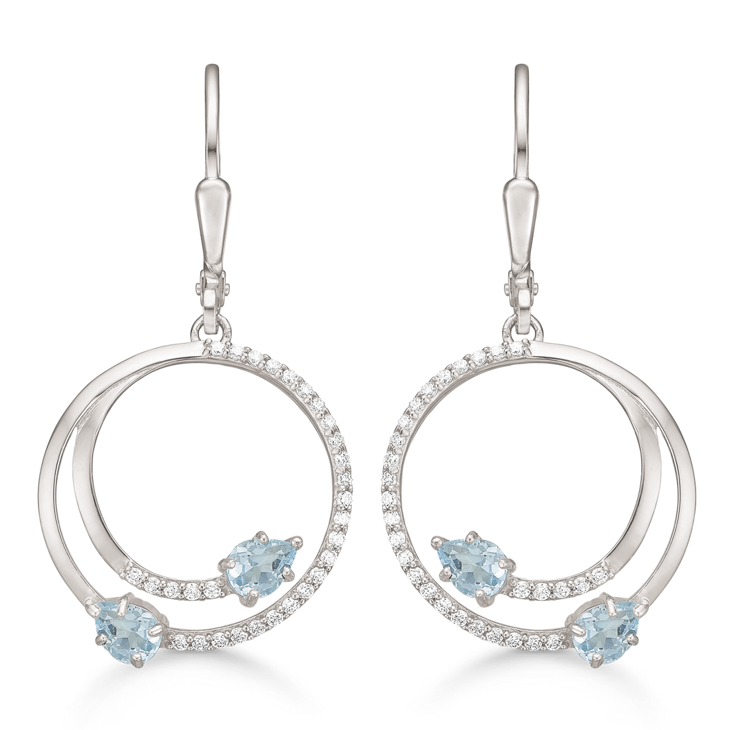 ear. with blue topaz and synthetic. zirconia (925)