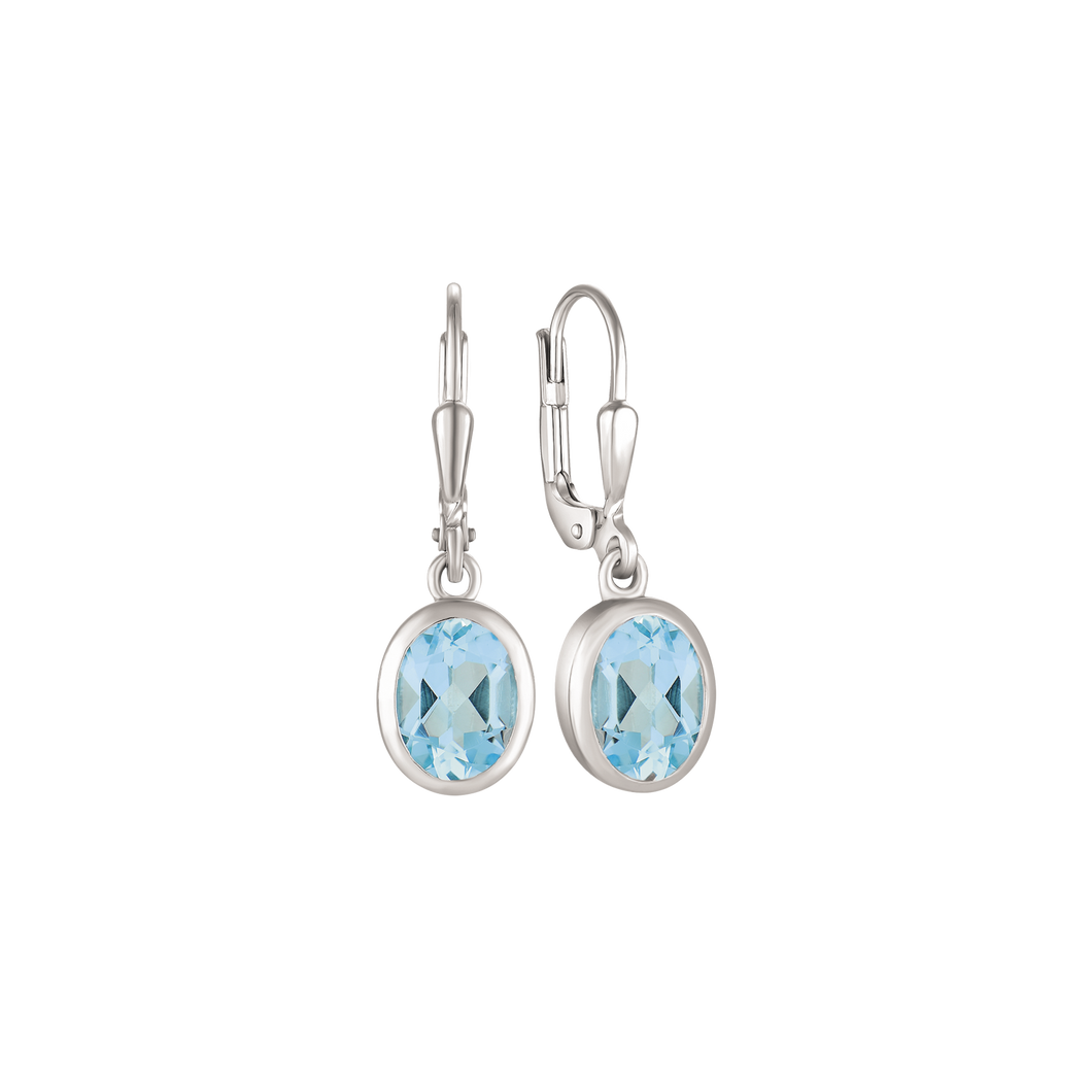 ear. with oval synth. blue topaz in rhod. sterling silver (925)