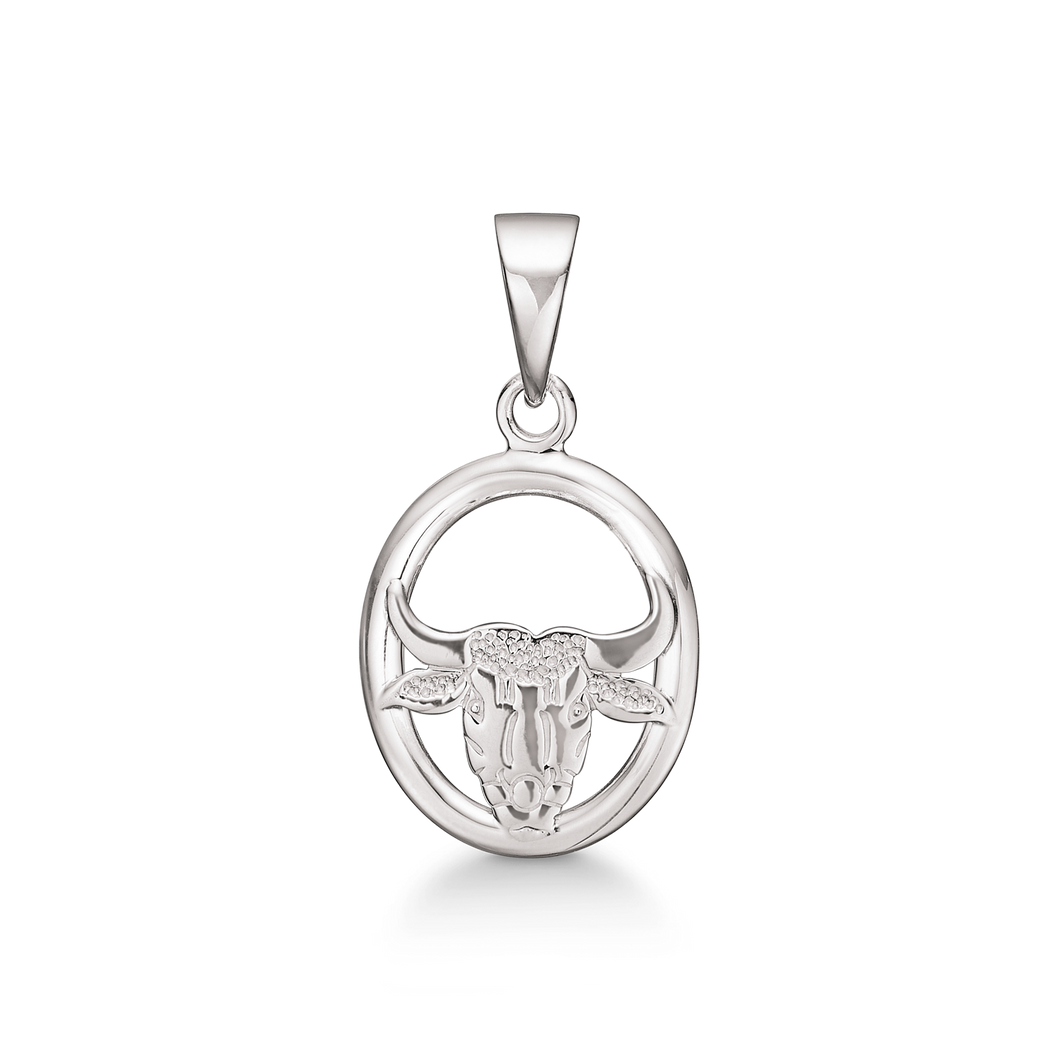 Taurus, Zodiac pendant in 13 x 12.5 mm sterling silver (925)