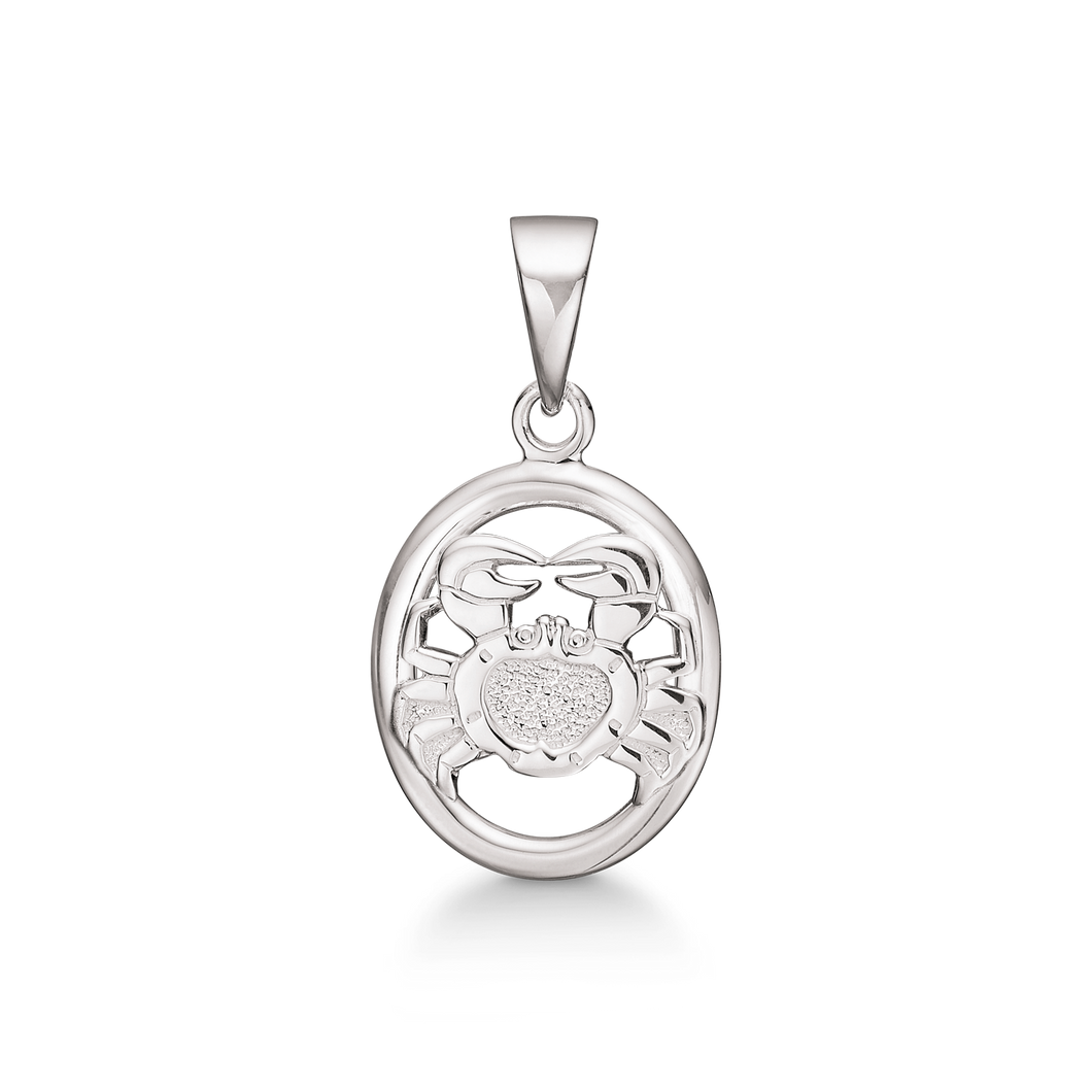 Cancer, Zodiac pendant in 13 x 12.5 mm sterling silver (925)