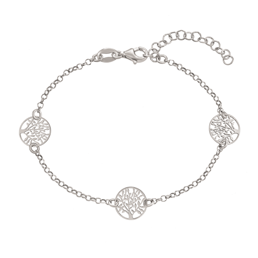 Bracelet rhodium-plated chain with the tree of life (925)